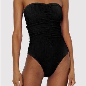 Milly Textured Ruched One-Piece Swimsuit Sz M